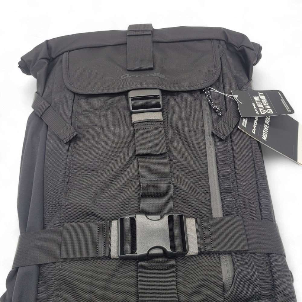 DaKine 25L Roll-Top Backpack –‎ Black Ballistic Nylon – 19x13x6 Laptop Bag - Picture 4 of 9